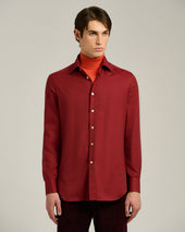 BURGUNDY COTTON AND CASHMERE FLANNEL SHIRT