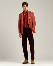 BURGUNDY COTTON AND CASHMERE FLANNEL SHIRT