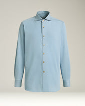 CASUAL LIGHT BLUE DENIM SHIRT WITH SPREAD COLLAR
