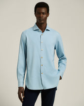 CASUAL LIGHT BLUE DENIM SHIRT WITH SPREAD COLLAR