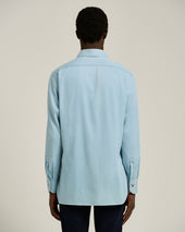 CASUAL LIGHT BLUE DENIM SHIRT WITH SPREAD COLLAR