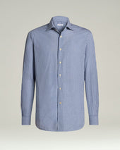 Cotton And Linen Shirt With Micro Checked Pattern