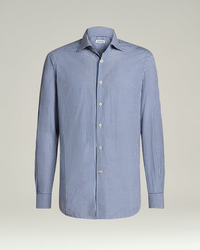 Cotton And Linen Shirt With Micro Checked Pattern