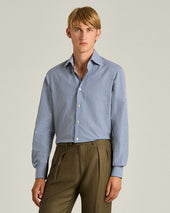 Cotton And Linen Shirt With Micro Checked Pattern