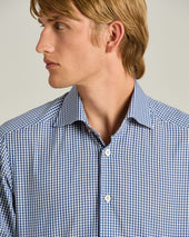 Cotton And Linen Shirt With Micro Checked Pattern