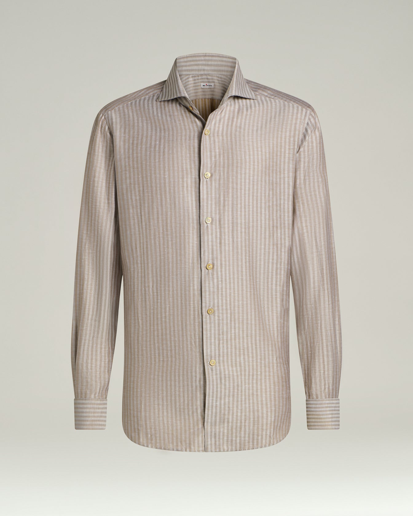 Cotton And Linen Shirt With Fine Striped Pattern