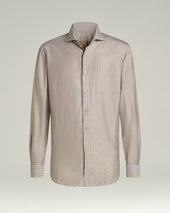 Cotton And Linen Shirt With Fine Striped Pattern