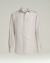 STRIPED COTTON SHIRT IN BROWN