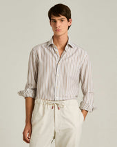 STRIPED COTTON SHIRT IN BROWN