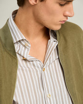STRIPED COTTON SHIRT IN BROWN