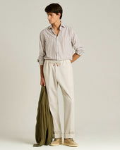STRIPED COTTON SHIRT IN BROWN