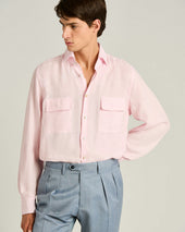 ROSE SHIRT WITH PATCH POCKETS IN 100% LINEN