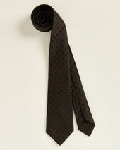 POLKA DOT TIE BLUE ON BROWN IN PURE SILK