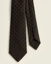 POLKA DOT TIE BLUE ON BROWN IN PURE SILK