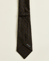 POLKA DOT TIE BLUE ON BROWN IN PURE SILK