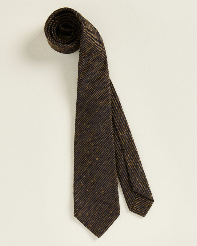 DIAGONAL STRIPED TIE BROWN GOLD IN PURE SILK