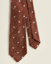 Polka Dot Tie On Rust Brown Textured