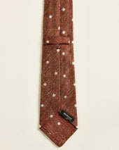 Polka Dot Tie On Rust Brown Textured