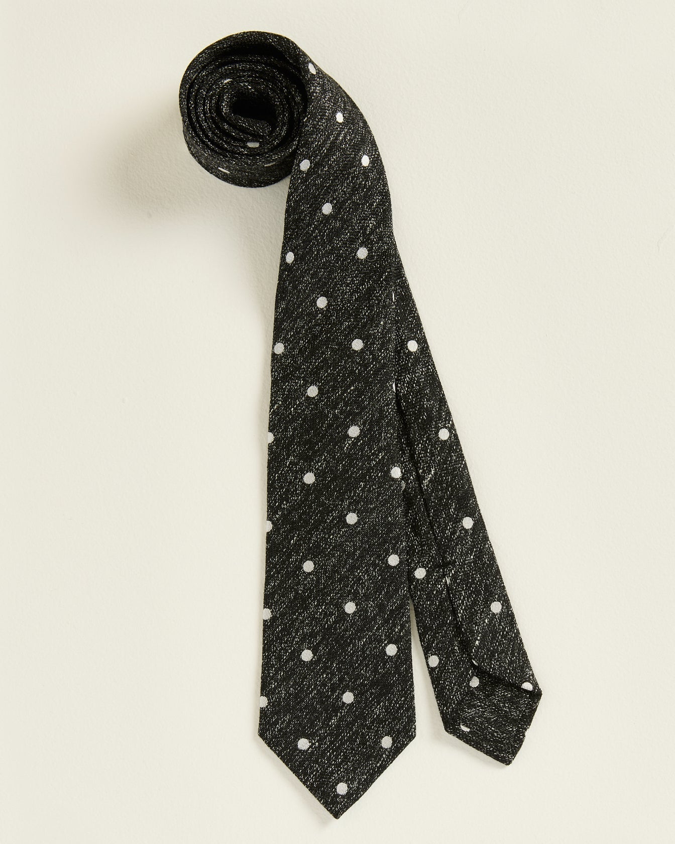 Wool Tie With White Polka Dots