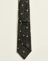 CHARCOAL WOOL TIE WITH WHITE POLKA DOTS
