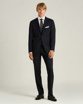 CHARCOAL WOOL TIE WITH WHITE POLKA DOTS