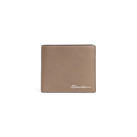 Beige tumbled leather wallet