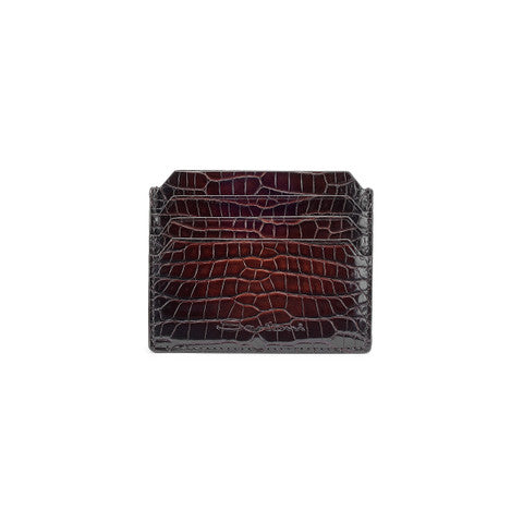 Dark brown alligator leather credit card holder