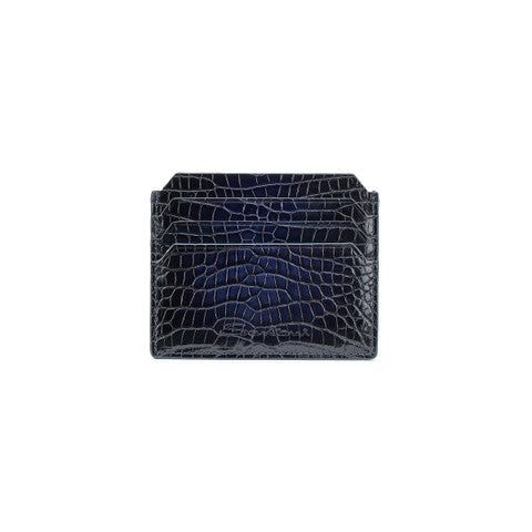 Blue alligator leather credit card holder