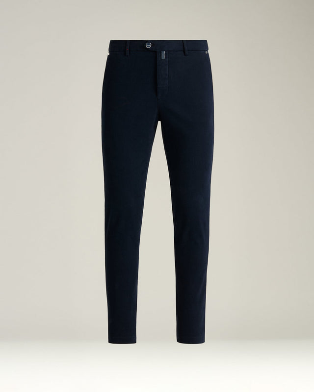 CASUAL TROUSERS IN STRETCH COTTON NAVY BLUE