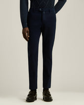 CASUAL TROUSERS IN STRETCH COTTON NAVY BLUE
