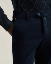 CASUAL TROUSERS IN STRETCH COTTON NAVY BLUE