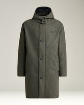 LONG OVERCOAT WITH HOOD IN PURE VIRGIN WOOL GREY