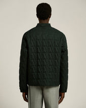 QUILTED JACKET WITH JACQUARD PATTERN GREEN AND UTILITY POCKETS