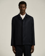 JACKET IN PURE VIRGIN WOOL BLUE WITH CONCEALED CLOSURE