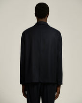 JACKET IN PURE VIRGIN WOOL BLUE WITH CONCEALED CLOSURE