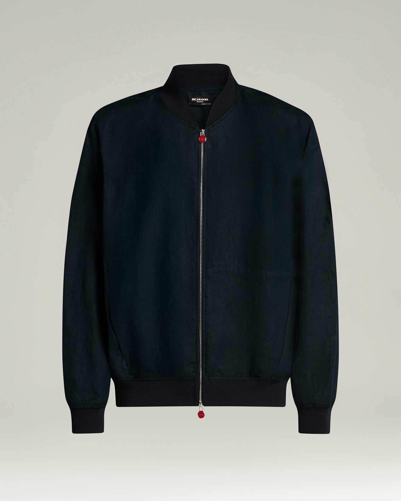 Pure Linen Jacket With Zip In Blue