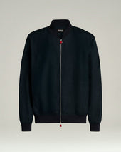 PURE LINEN JACKET WITH ZIP IN NAVY BLUE