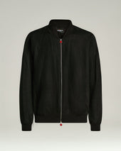 PURE LINEN JACKET WITH ZIP IN BLACK