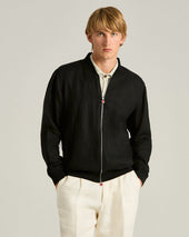 PURE LINEN JACKET WITH ZIP IN BLACK