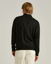 PURE LINEN JACKET WITH ZIP IN BLACK