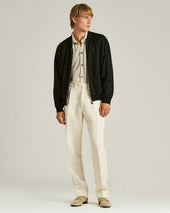 PURE LINEN JACKET WITH ZIP IN BLACK