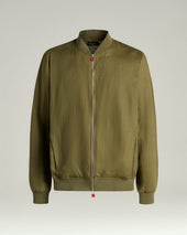 PURE LINEN JACKET WITH ZIP IN KHAKI
