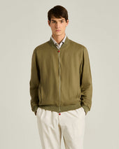PURE LINEN JACKET WITH ZIP IN KHAKI