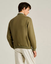 PURE LINEN JACKET WITH ZIP IN KHAKI
