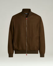 PURE LINEN JACKET WITH ZIP IN BROWN