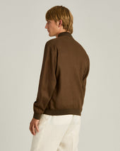 PURE LINEN JACKET WITH ZIP IN BROWN