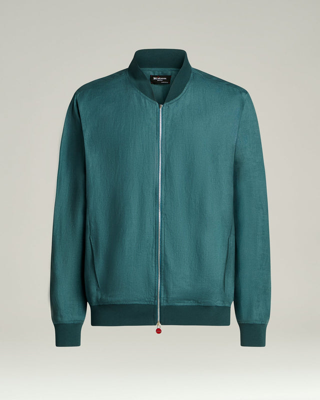 PURE LINEN JACKET WITH ZIP IN CORNFLOWER BLUE
