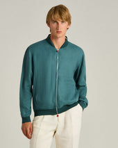 PURE LINEN JACKET WITH ZIP IN CORNFLOWER BLUE