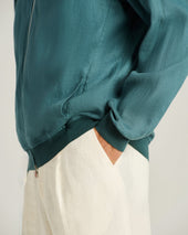 PURE LINEN JACKET WITH ZIP IN CORNFLOWER BLUE