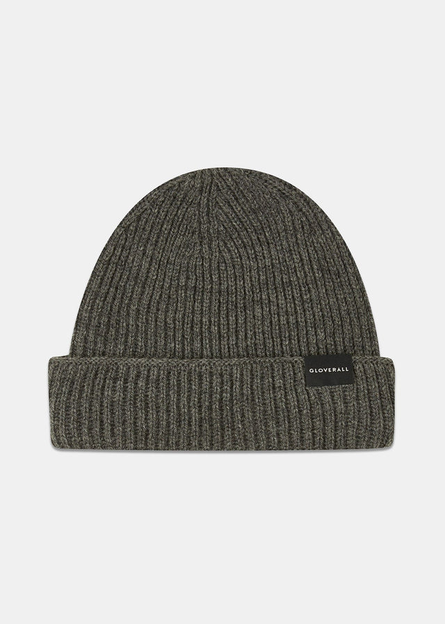 Unisex Ribbed Merino Beanie Hat Grey
